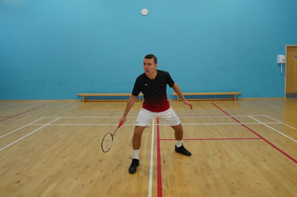 Directional split step in badminton
