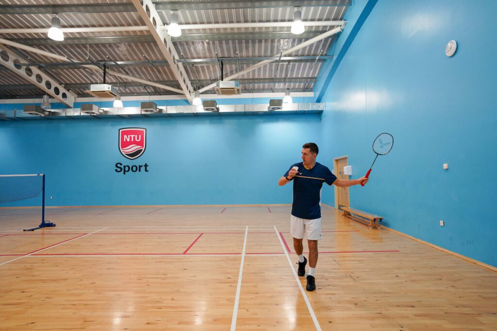 testing the speed on a badminton shuttlecock